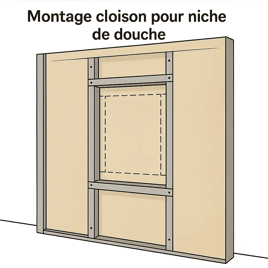 Schéma installation niche dans cloison neuve