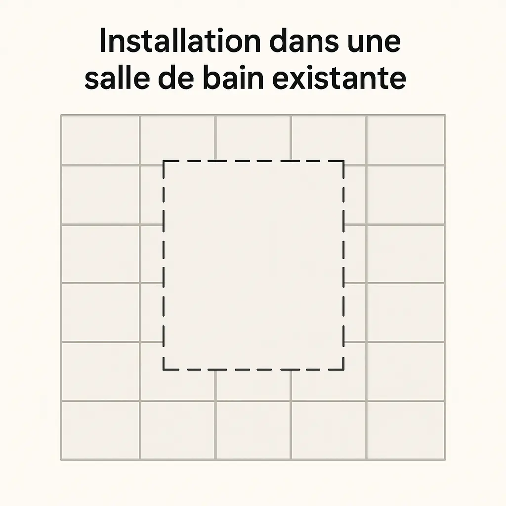 Schéma découpe mur existant niche douche